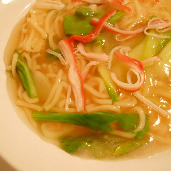 青梗菜とオオバコで♪　とろぉ～りあんかけラーメン